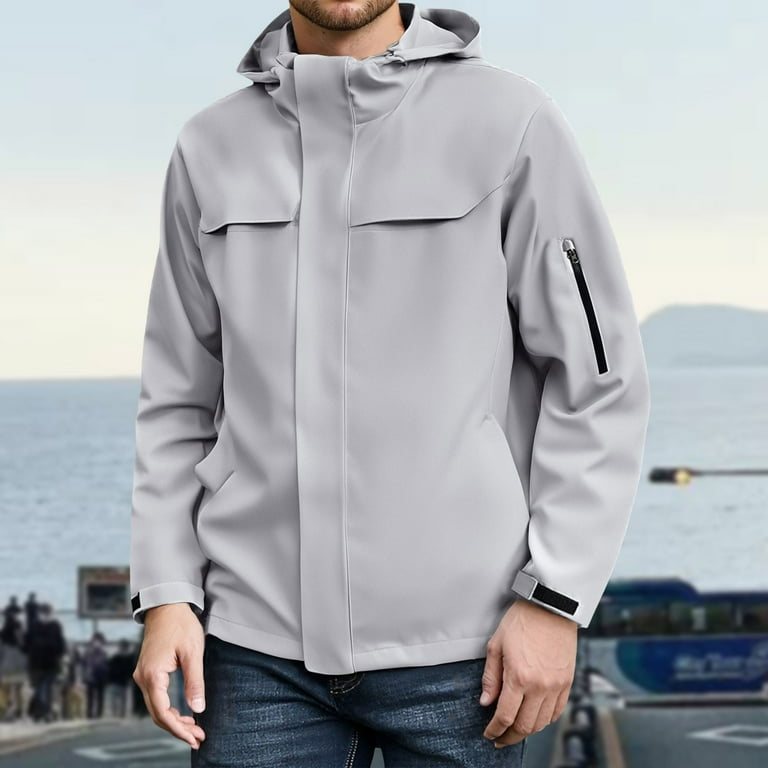 LIIPEE Men Jacket Lightweight Solid Color Long Sleeve Hooded LIIPEE Men Jacket Lightweight Solid Color Long Sleeve Hooded