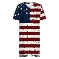 thumbnail image 4 of Lopecy-Sta Womens Dresses Short Sleeve V Neck Distressed American Flag Print A Line Midi Dress Casual Summer Patriotic Beach Party Dress, 4 of 8