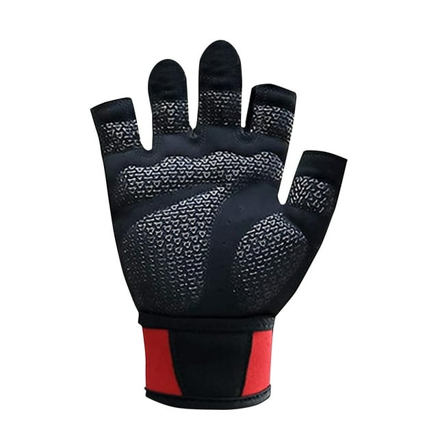 Riforla Gants d'Entraînement Respirants Demi-Doigt pour Entraînement Entraînement Physique Gants Rouges