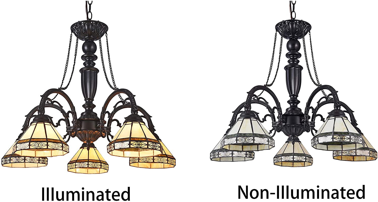 RADIANCE Goods Tiffany-Style 5 Light Mission Large Chandelier 27" Wide