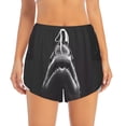 thumbnail image 2 of Hirioo Black And White Shark for Women's Double Layer Athletic Shorts High-Performance Gym Shorts with Inner Pocket, Elastic Waistband-XX-Large, 2 of 7