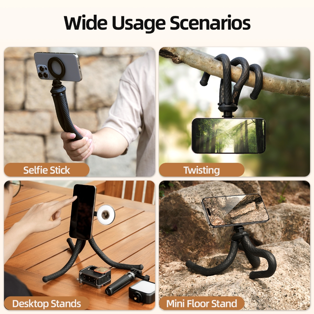 lanema Flexible Magnetic Cell Phones Tripod Desktop Mounting Bracket Octopus Holder Standard 1/4" Mount for Fill Light