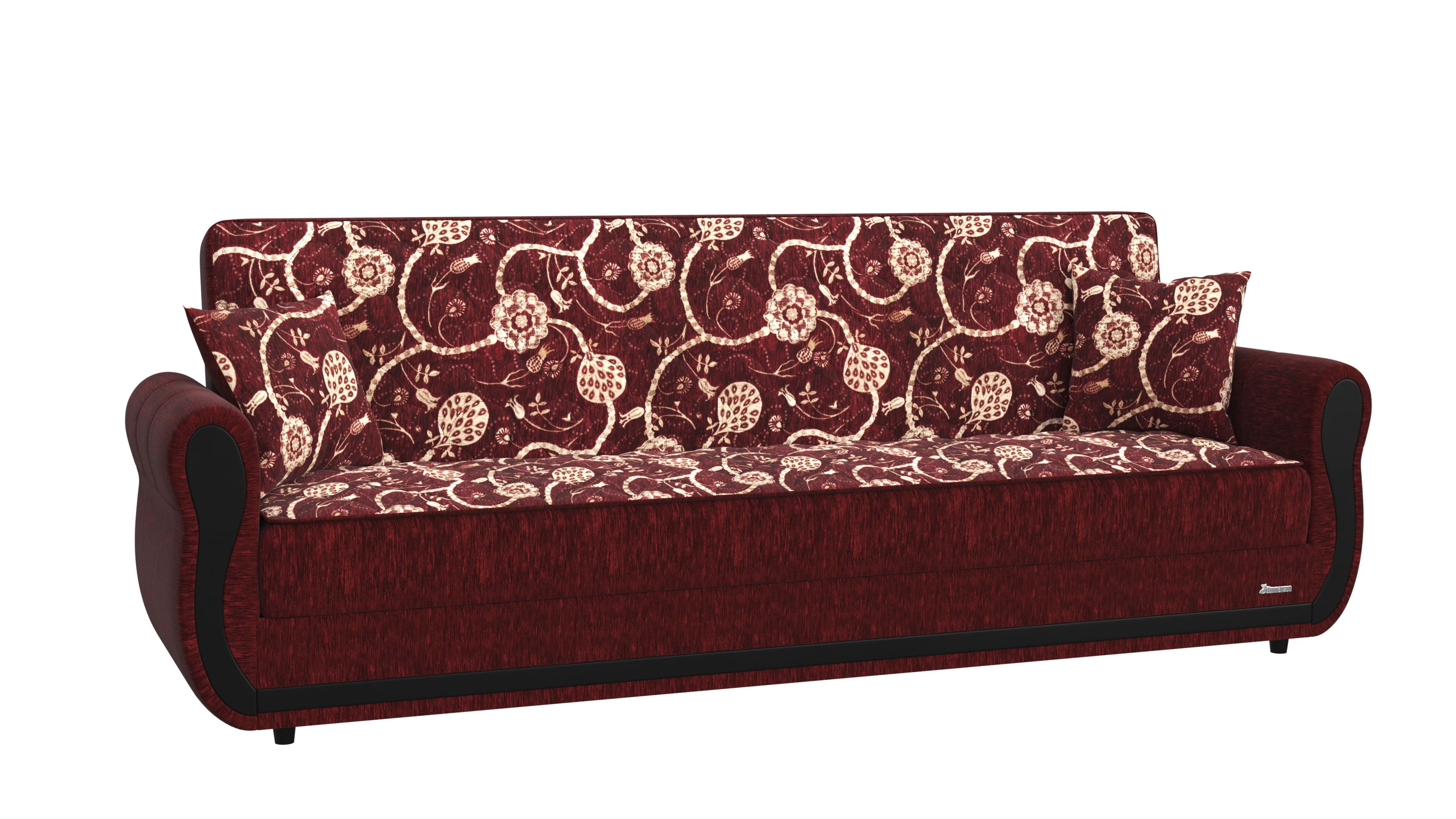 Ottomanson Roma Sofa Bed with Storage 75", Burgundy Chenille