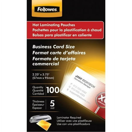 Fellowes Business Card Laminating Pouches, 100 Pack