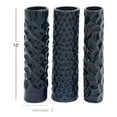thumbnail image 4 of DecMode 3"W, 12"H Dark Blue Ceramic Vase with Varying Patterns, Set of 3, 4 of 15