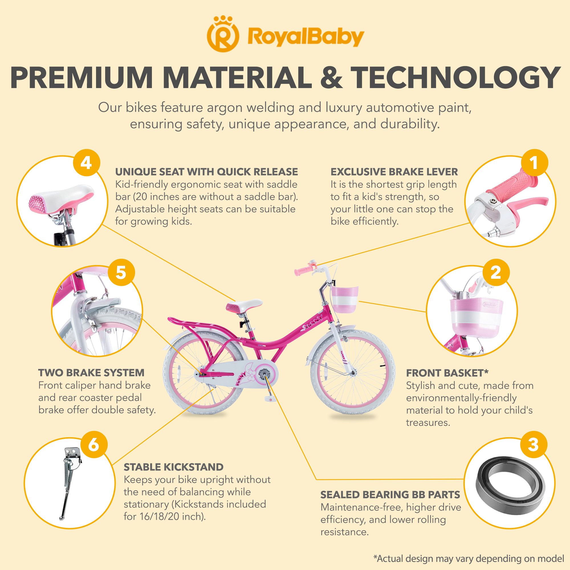 Royalbaby Princess 20" Girls Bike with Training Wheels photo 6