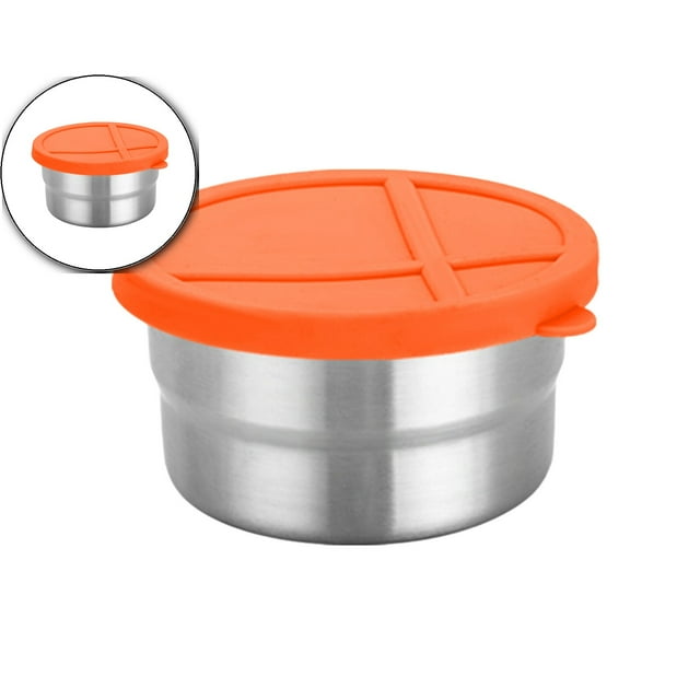 Dvruxg Stainless Steel Snack Containers for Salad Dressing Container To Go Small Snack Box with Silicone Lids Easy Open LeakProof Reusable Metal Lunch Box