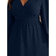 thumbnail image 2 of AURA Women's Plus Size Fall Wedding Guest Dress Wrap V Neck Swiss Dot Lantern Long Sleeve Swing Boho Casual Dresses, 2 of 6
