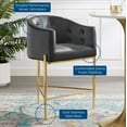 thumbnail image 5 of Tufted Counter Stool Chair, Set of 2, Velvet, Metal Steel, Dark Grey Gray, Modern Contemporary Urban Design, Bar Pub Cafe Bistro Hotel Restaurant Hospitality, 5 of 9