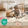 thumbnail image 4 of ODIKA 8'x10' Washable Area Rug Pink Long Vintage Scroll Border Sage Bathroom Runway Bedside for Living Room, Under Sectional, Family , Durable, Non-Slip, 4 of 7