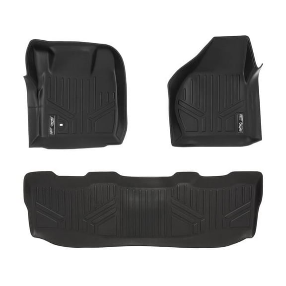 Smartliner SA0177-B0176 Custom Fit 2 Row Floor Mats Liner Set for 2008-2010 Ford F-250, Black
