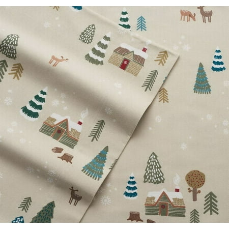 Cuddle Duds Lodge Cabin Flannel Sheet Set Queen Bed Sheets Bedding