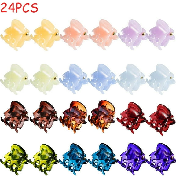 SNNROO 24 Pcs Mini Jaw Clips Plastic Hair Claw Clip Clamps No-Slip Grip Small Colorful Hairpin Claw Pins for Girls Women Thick Thin Hair (Colorful)
