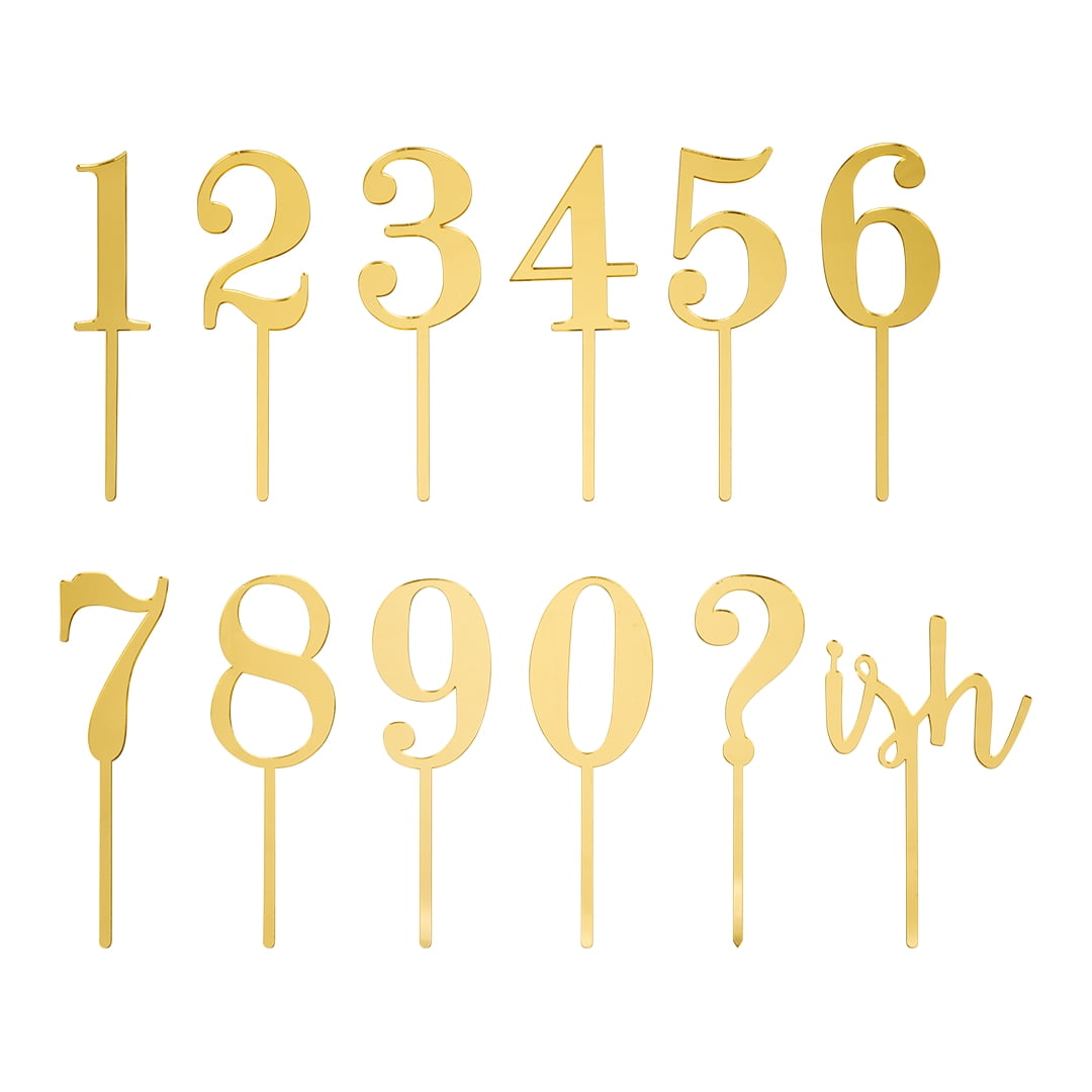 1 Pc Number Cake Topper Gold Silver Crown Acrylic 0-9 Digital Birthday Party Cak 