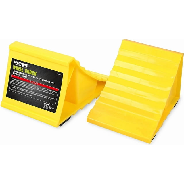 PR1ME Élingues de Roue avec Base Antidérapante pour RV & Remorque. 2 Élingues de Roue de Sécurité Jaune Vif. Arrêts de Roue Légers pour Voitures Camions Camping-Cars RVs, Adaptés à la Plupart des Tailles de Pneus