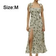 thumbnail image 2 of Vestido largo elegante con escote cuadrado y estampado floral para mujer, estilo vintage, informal, con tirantes y abertura, 2 of 6