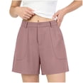 thumbnail image 4 of Zynoxe Womens Shorts with Pockets Relaxed Loose Fit Mid-Thigh Wide Leg Shorts Comfort Strech High Waisted Ladies Casual Shorts Fashion Solid Color Button Closure Summer Shorts for Women M, 4 of 8