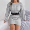 thumbnail image 4 of Daznico Women Fall and Winter Long Sleeve Oversized Cable Knit Pullover Sweater Dresses,Womens Sweater Dress,Size L, 4 of 7