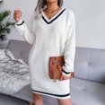 thumbnail image 1 of Gspmoly Robes d'Été pour Femmes 2025, Mode Femme Décontractée Ample Couleur Unie Robe en Tricot à Col en V Robe de Cocktail Soldes d'Été Liquidation, 1 of 6