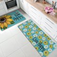 thumbnail image 2 of Spring Summer Bee Happy Kitchen Rugs Set of 2, Live Happy Sunflower Floral Blue Kitchen Mats Decor, Seasonal Floor Door Mat Home Decorations -17x29 and 17x47 Inch, 2 of 6