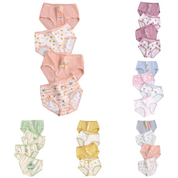 JCCXIN Baby Girls Underwear 4 Pack Cotton Junior Panties Soft Breathable Elastic Waist Cartoon Graphic Comfort School Home Everyday Wear Breathable Underpants,Pink,11-12 Years