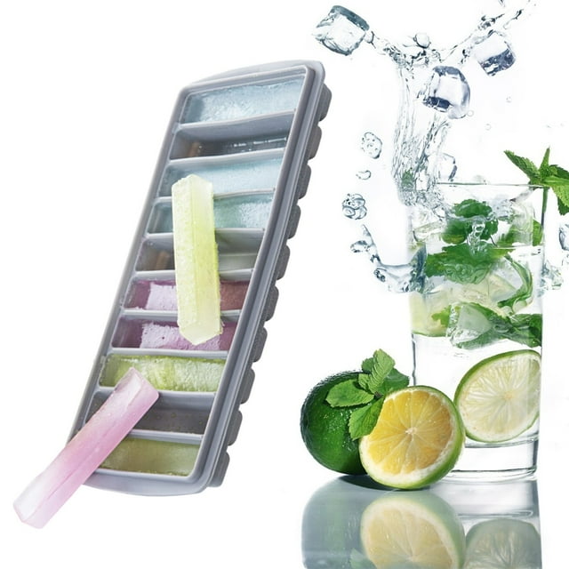 2 Silicone Tray with Lid for Freezer Kitchen Dining & Bar - Durable Flexible Ice Making Solution