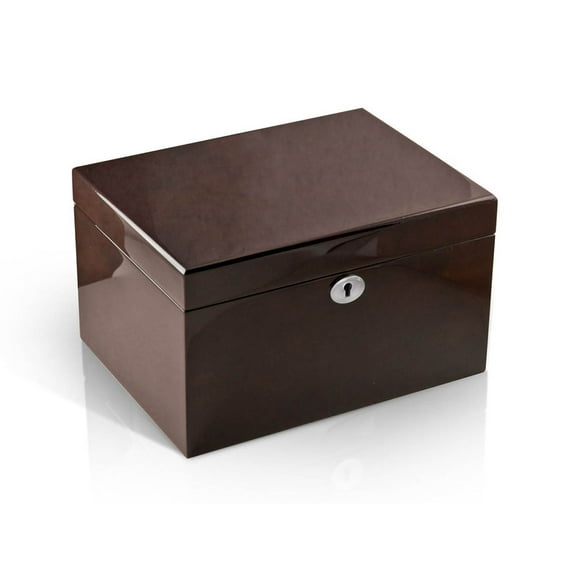 Modern Hi Gloss Coffee Tone 18 Note Music Jewelry Box - Preciosa - SWISS