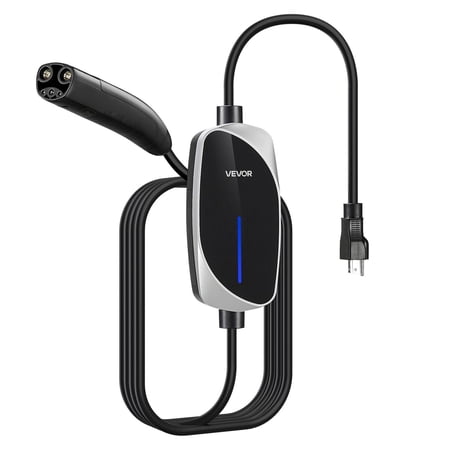 Fast Portable EV Charger for Tesla, 16 Amp, 25 ft Cable, Compatible with 120V & 240V Outlets, NEMA 6-20P to NACS, Includes Household Adapter