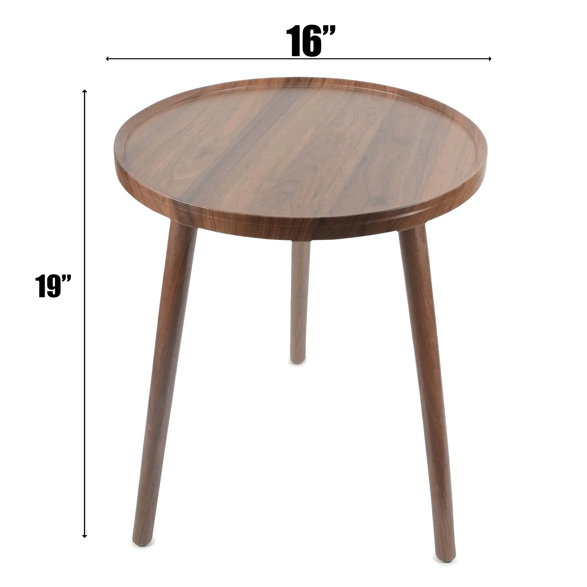 TEAFIRST End Table, Round Wooden Small Farmhouse Side Table for Bedroom, Living Room 16"x16"x19"