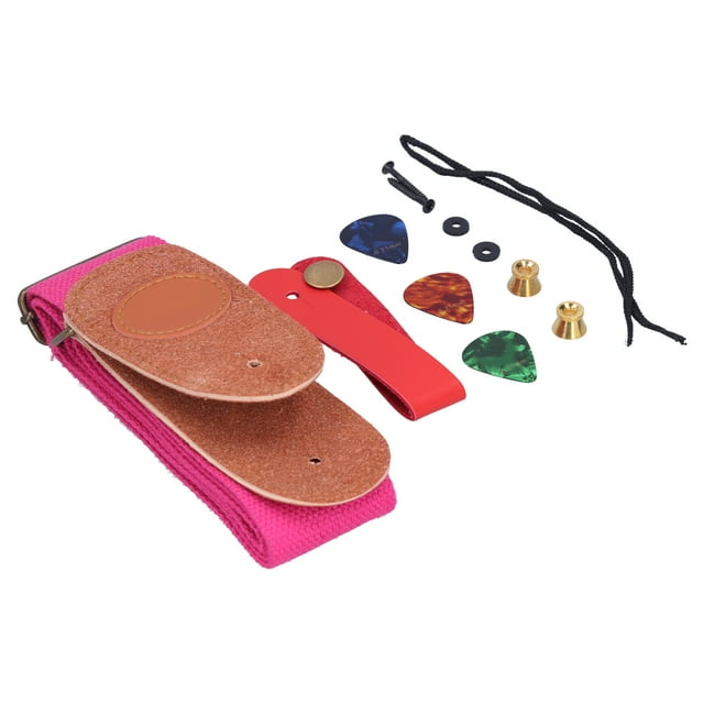 Guitar Strap, Guitar Picks Guitar Strap Installation Kit Soft Resilient Celluloid Picks Install Parts Stringed Cotton Metal For Beginners For Children Black,Pink,Military