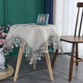 thumbnail image 2 of HSHDLDF Cotton Linen Round Tablecloth 47 Inches Lace Flower Embroidery Grey Table Cover for Dining Table Home Restaurant Wedding Decoration, 2 of 6