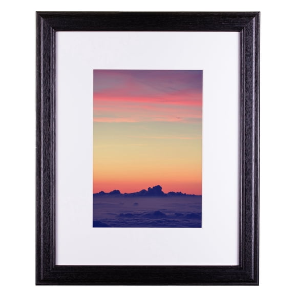 Craig Frames Wiltshire 236, Simple Black Hardwood Picture Frame with Single White Mat - Displays a 12 x 18 Inch Print with the Mat or 16 x 22 Inch without the Mat