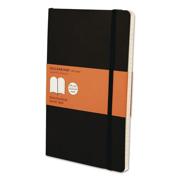 Moleskine Classic Softcover Notebook, Ruled, 8 1/4 x 5, Black Cover, 192 Sheets -HBGMSL14