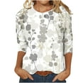 thumbnail image 1 of Pisexur Hauts pour Femmes Grande Taille Mode Chemises 3/4 Automne Décontractées Blouses à Col Rond Mignonnes à Imprimé Floral Tuniques Amples, 1 of 5
