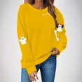 thumbnail image 2 of NMMUED Chandail d'Halloween pour Femmes Hauts de Sortie pour Femmes Chandail Citrouille d'Halloween Chandails Col Rond Femmes Chandail d'Halloween Chat Noir Chandails Graphiques pour Femmes, Jaune G, 2 of 4