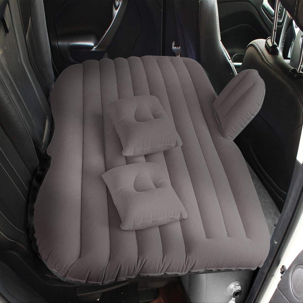 SUV Backseat Air Bed with 2 Pillow Portable Car Mattress for Camping Travel Rest Inflatable Car Air Mattress Thickened Home Sleeping Pad w/Flocking Surface Electric Air Pump 