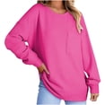 thumbnail image 1 of Meichang Chemise à Manches Longues pour Femmes Hauts de Printemps Blouses Texturées Tendance Col Rond Décontracté Pull Confortable avec Poche Poitrine, 1 of 5