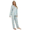 thumbnail image 3 of MintLimit Women's Floral Pajamas Set Button-Down Long Sleeve V-neck Shirt and Pants with Pocket Soft Nightwear 2 Piece Sleepwear, 3 of 6