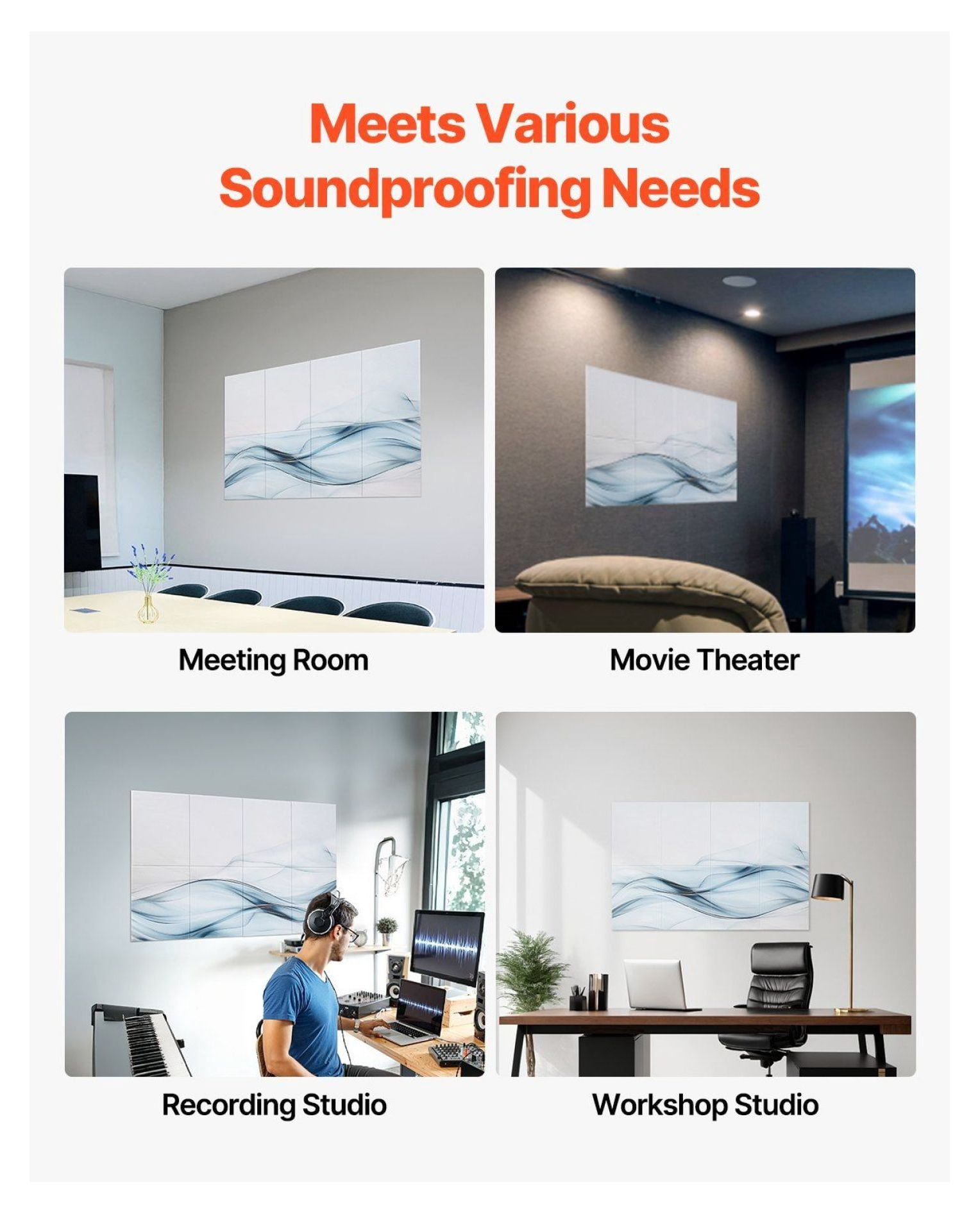 Acoustic Panels 8 Pack, 15.8x11.8 inch, Self Adhesive Soundproofing