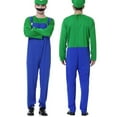 thumbnail image 6 of Guvpev 2Pcs Super Bros Halloween Costumes, Men's Deluxe Video Game Characters Costume Outfits with Hat & Mustache Accessories, Halloween Role Play Suit, Fancy Dress Costume for Cosplay Party, 6 of 13