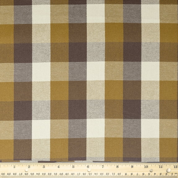 Waverly Inspirations 54" 100% Cotton Duck Twill Plaid Brown Color Sewing Fabric by the Bolt