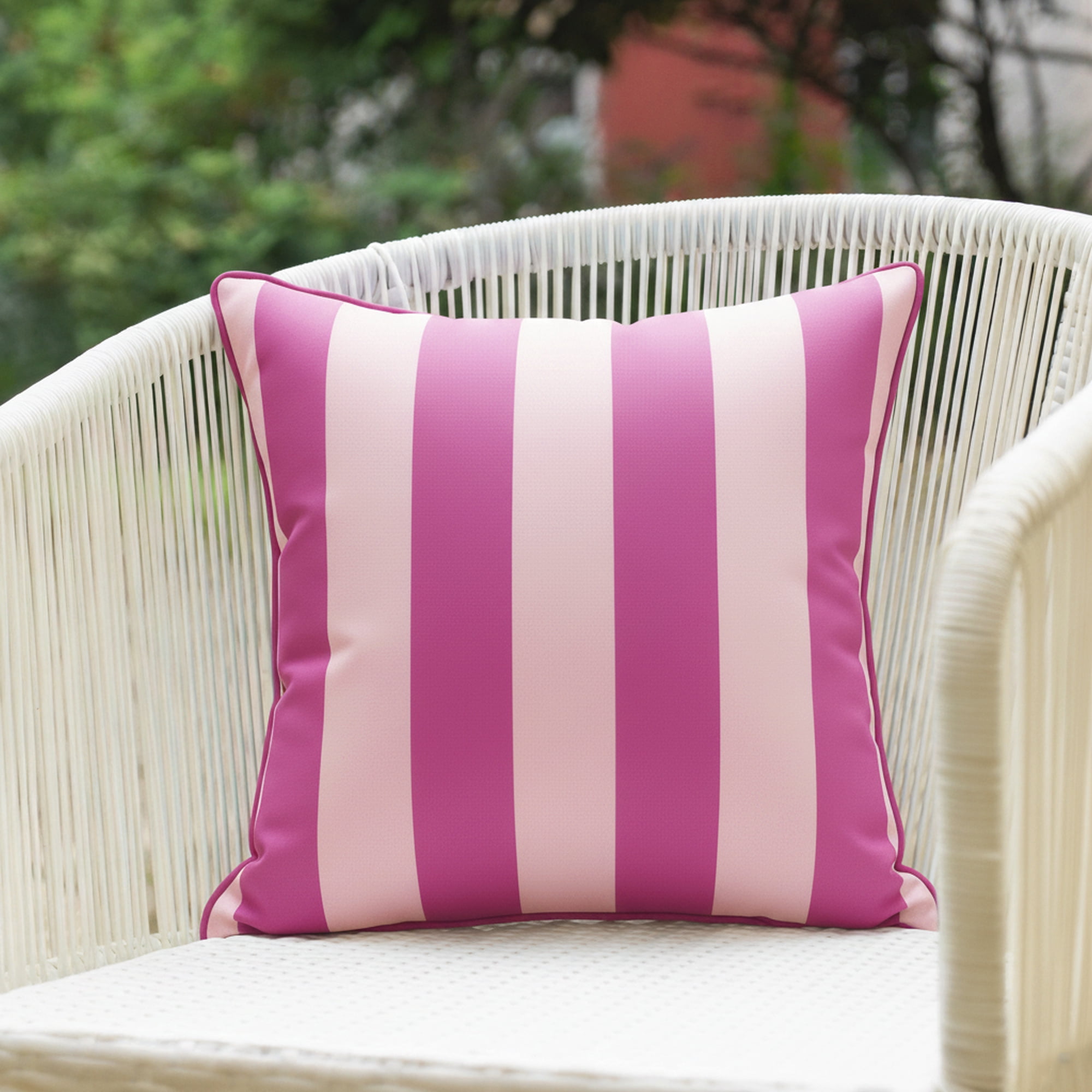 Mainstays 16 in x 16 in Pink Cabana Outdoor Pillow, Pink