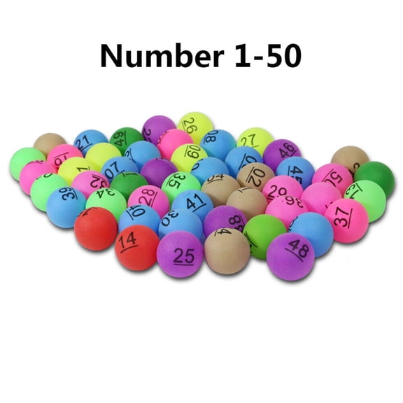 50pcs Numbered Balls Colorful Bingo Balls Ping Pong Balls Raffle ball