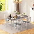 thumbnail image 2 of Soges 47" Dining Table Set for 4, 5-Piece Wood Kitchen Dining Table Set with 4 Chairs for Kitchen Dining Room Restaurant, Gray&White, 2 of 8