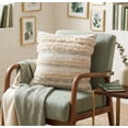 thumbnail image 2 of Ox Bay 20" x 20" Cream/Gray Shag Stripe Cotton Adult Decorative Throw Pillow Cover, 2 of 9