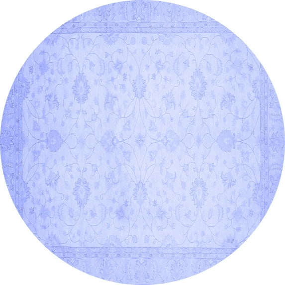 Ahgly Company Indoor Round Oriental Blue Traditional Area Rugs, 4' Round