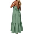 thumbnail image 6 of Women's Summer Maxi Dress Plus Size Solid Color Blackless Dress flowy Swing A Line Dress 2026 Casual Boho Sleeveless Spaghetti Strap Smocked Tiered Long Beach Sundresses for Women, 6 of 8