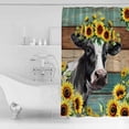 thumbnail image 3 of Shower Curtain Farm Cow Sunflower Waterproof Shower Curtain Set with Hooks for Bathroom Showers,Stalls and Bathtubs,54x78InTeal Brown Wood Board, 3 of 9