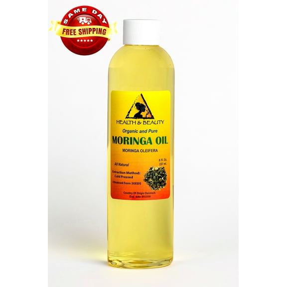 Moringa Oil Unrefined Organic Virgin Carrier Cold Pressed Natural Fresh 100% Pure 8 oz