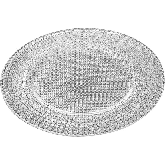 Barski Glass, Charger, Plate, Silver Glass Charger, Set of 6, Beautifully Designed, 12.5" Diameter, Made in Europe